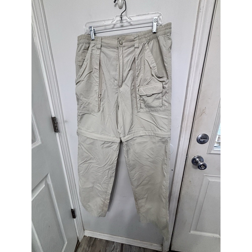 Quest Beige L Cargo Pants Men's Zip Off Leg 36x30 8" Shorts Athleisure Hiking